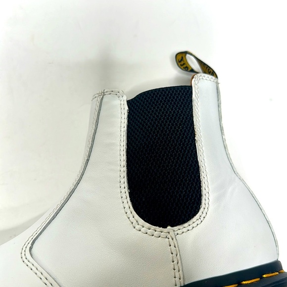 Dr. Martens White Slip On Chelsea Chunky Combat Smooth Leather Round Toe Boots - Picture 14 of 14